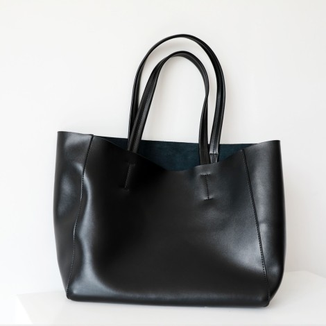 Eldora Genuine Leather Tote Bag Black 77312