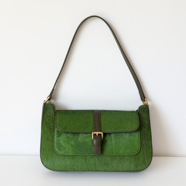 Eldora Genuine Leather Top handle bag Dark Green 77317