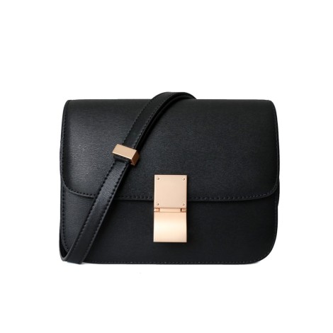Eldora Genuine Leather Shoulder Bag Black 77326