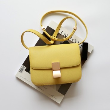 Eldora Genuine Leather Shoulder Bag Yellow 77326