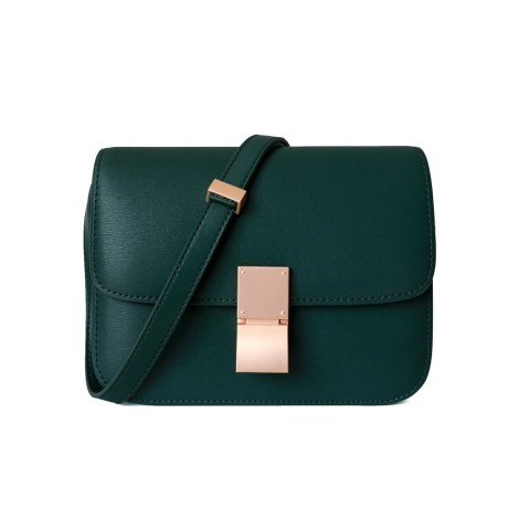 Eldora Genuine Leather Shoulder Bag Dark Green 77326