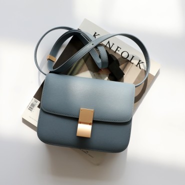 Eldora Genuine Leather Shoulder Bag Grey Blue 77326