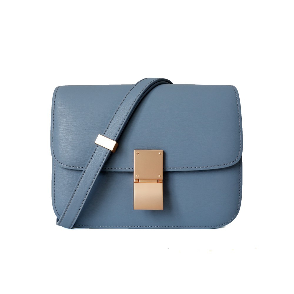 Eldora Genuine Leather Shoulder Bag Grey Blue 77326