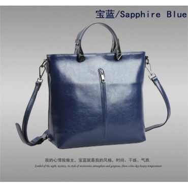 Pansy Genuine Leather Tote Bag Dark Blue 75275