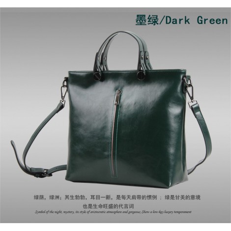 Pansy Genuine Leather Tote Bag Dark Green 75275