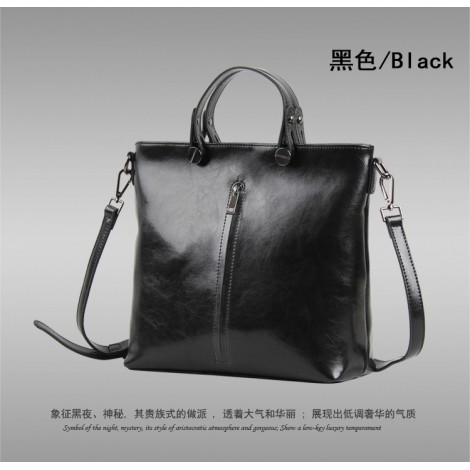 Pansy Genuine Leather Tote Bag Black 75275