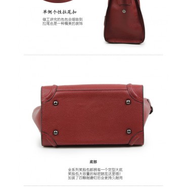 Darla Genuine Leather Satchel Bag Dark Red 75277