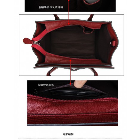 Darla Genuine Leather Satchel Bag Dark Red 75277