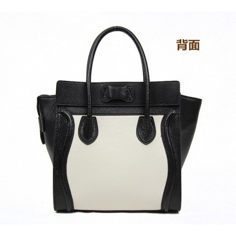 Darla Genuine Leather Satchel Bag Black White 75277