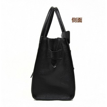Darla Genuine Leather Satchel Bag Black White 75277