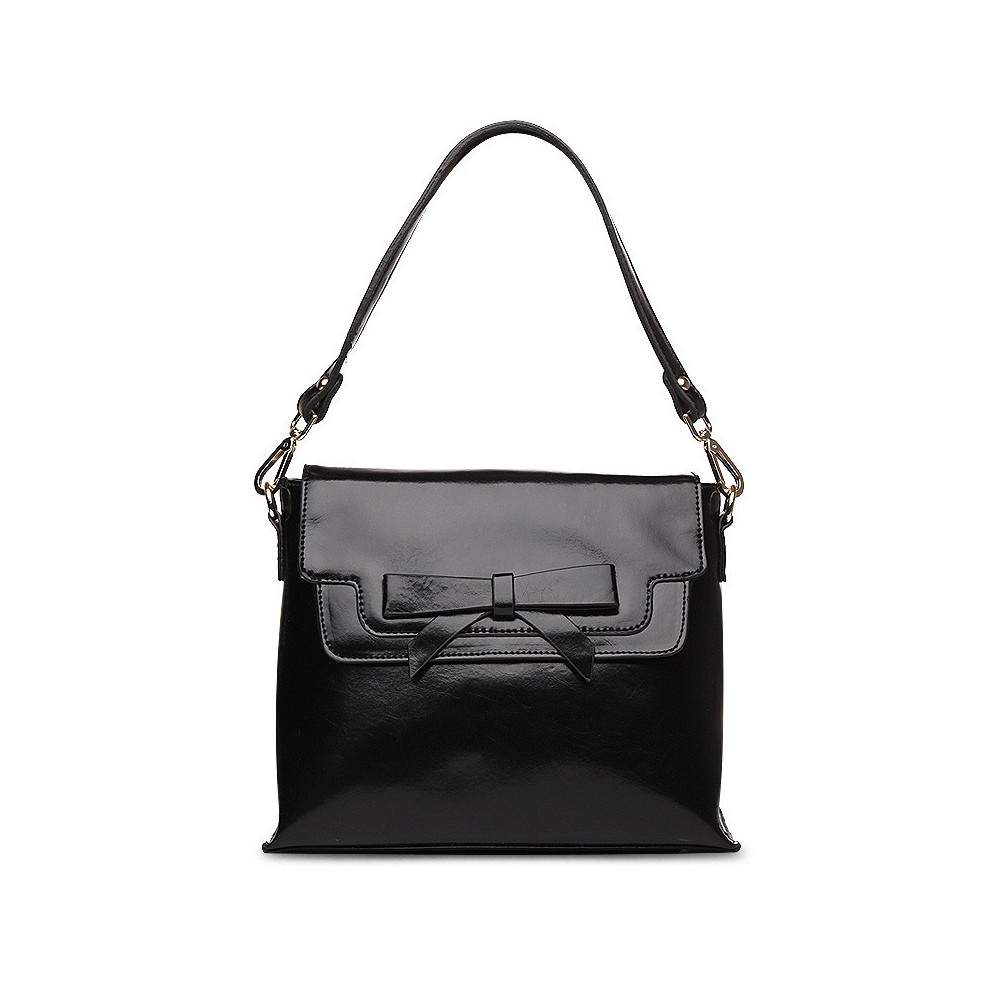 Marguerite Genuine Leather Shoulder Bag Black 75126