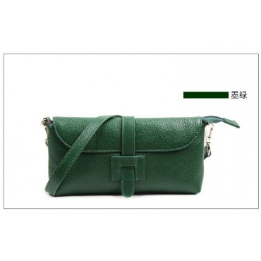 Yohanna Genuine Leather Shoulder Bag Dark Green 75286