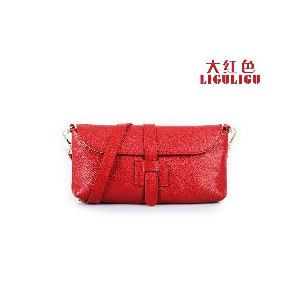 Yohanna Genuine Leather Shoulder Bag Dark Red 75286