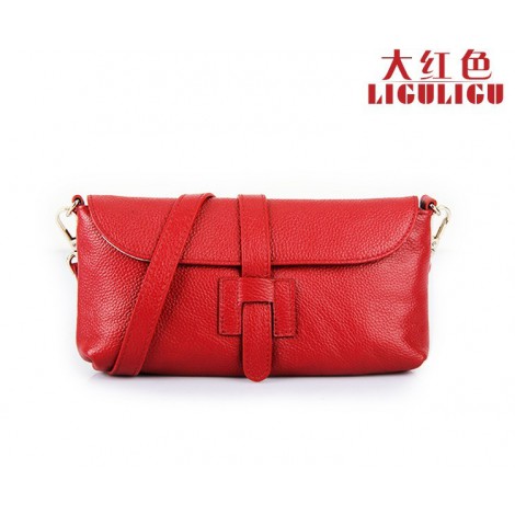 Yohanna Genuine Leather Shoulder Bag Dark Red 75286