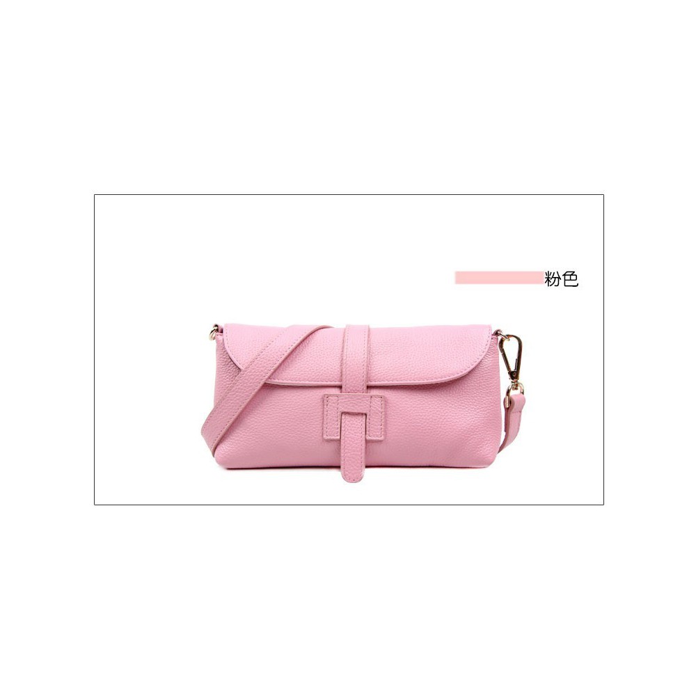Yohanna Genuine Leather Shoulder Bag Pink 75286