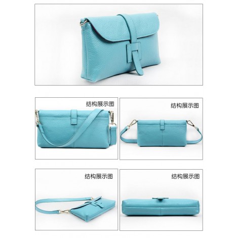 Yohanna Genuine Leather Shoulder Bag Blue 75286