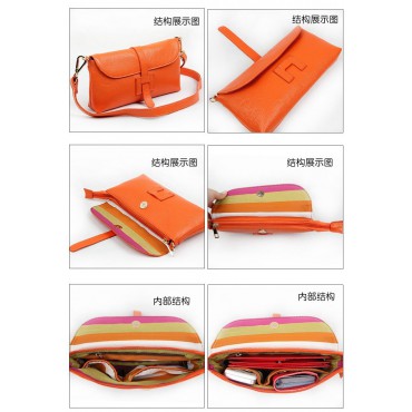 Yohanna Genuine Leather Shoulder Bag Orange 75286