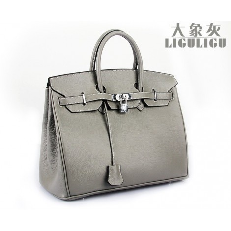 Stacy Genuine Leather Satchel Bag Grey 75289