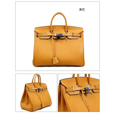 Stacy Genuine Leather Satchel Bag Yellow 75289