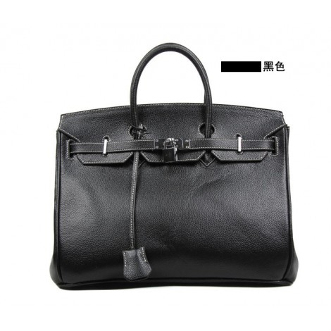 Stacy Genuine Leather Satchel Bag Black 75289
