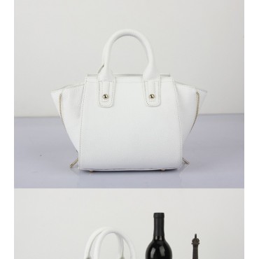 Prudence Genuine Leather Satchel Bag White 75294