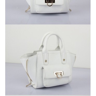Prudence Genuine Leather Satchel Bag White 75294