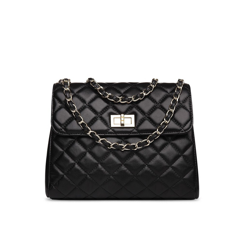Penelope Genuine Leather Shoulder Bag Black 75129