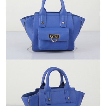 Prudence Genuine Leather Satchel Bag Blue 75294