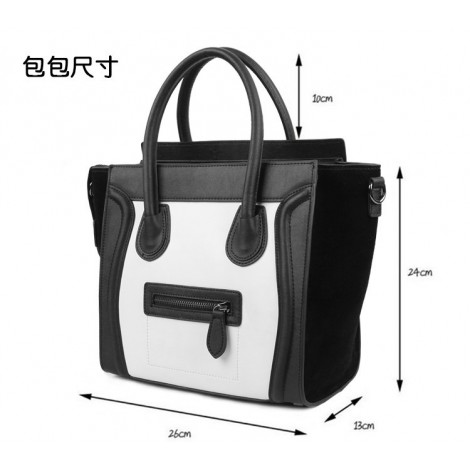 Avery Genuine Leather Satchel Bag Black White 75304
