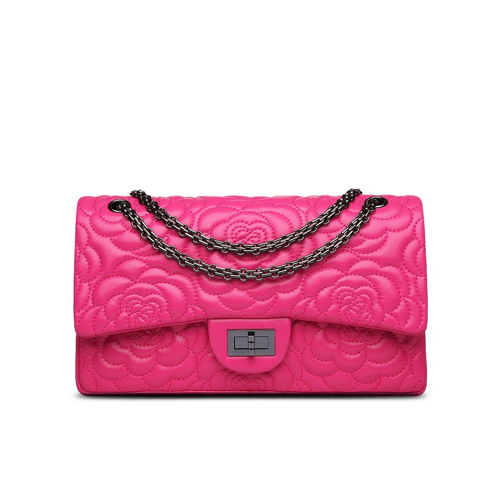 Luna Sac à Main Porté Épaule en Vrai Cuir de Vache Magenta clair 75131