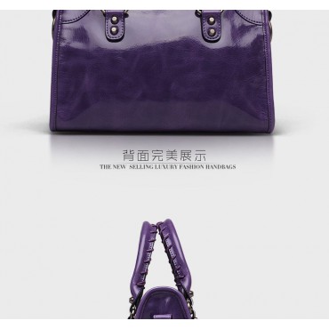 Elton Genuine Leather Tote Bag Purple 75313