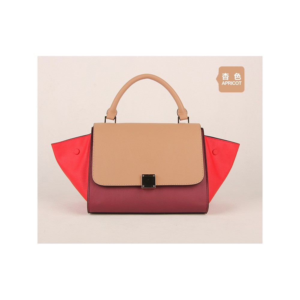 Elizabeth Genuine Leather Satchel Bag Apricot 75319