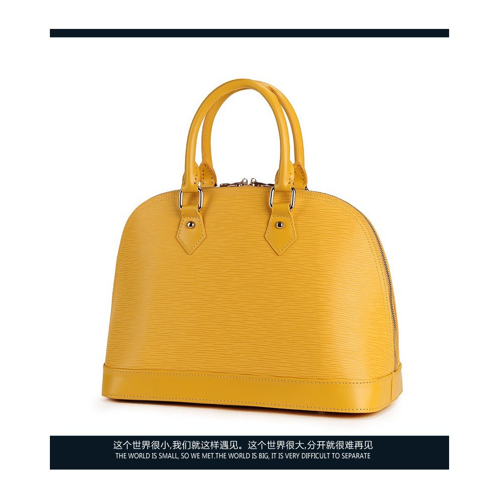 Manon Genuine Leather Top Handle Tote Bag Dark Yellow 75338