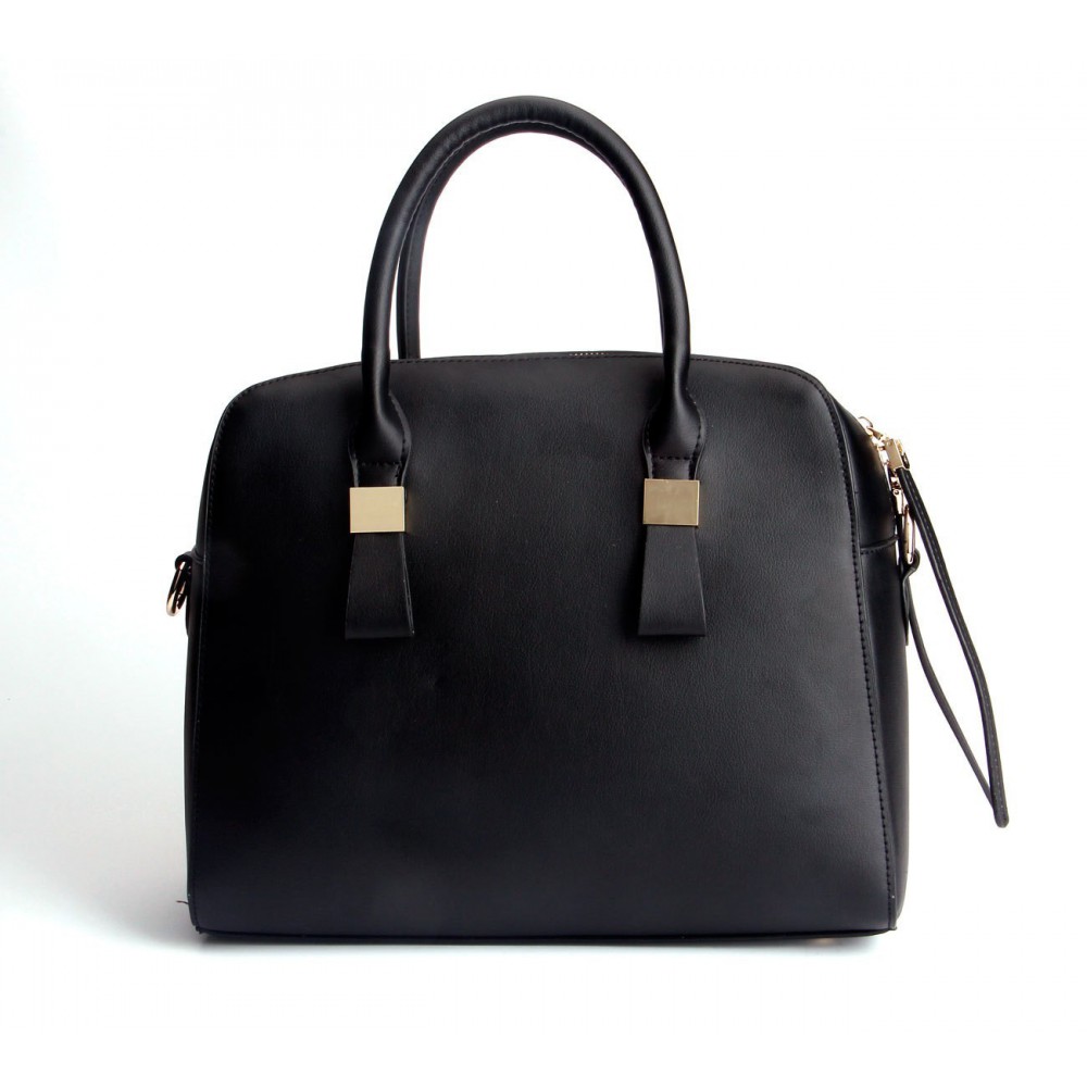 Genuine Leather Tote Bag Black 75273