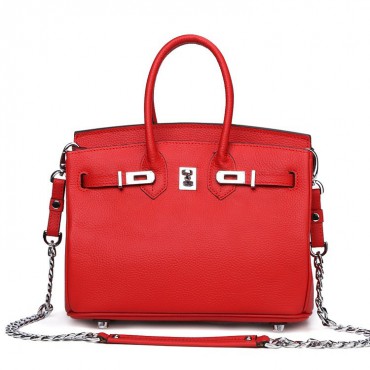 Oxlene Genuine Leather Tote Bag Red 75345