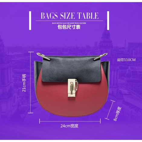 Melyna Genuine Leather Shoulder Bag Black Red 75342