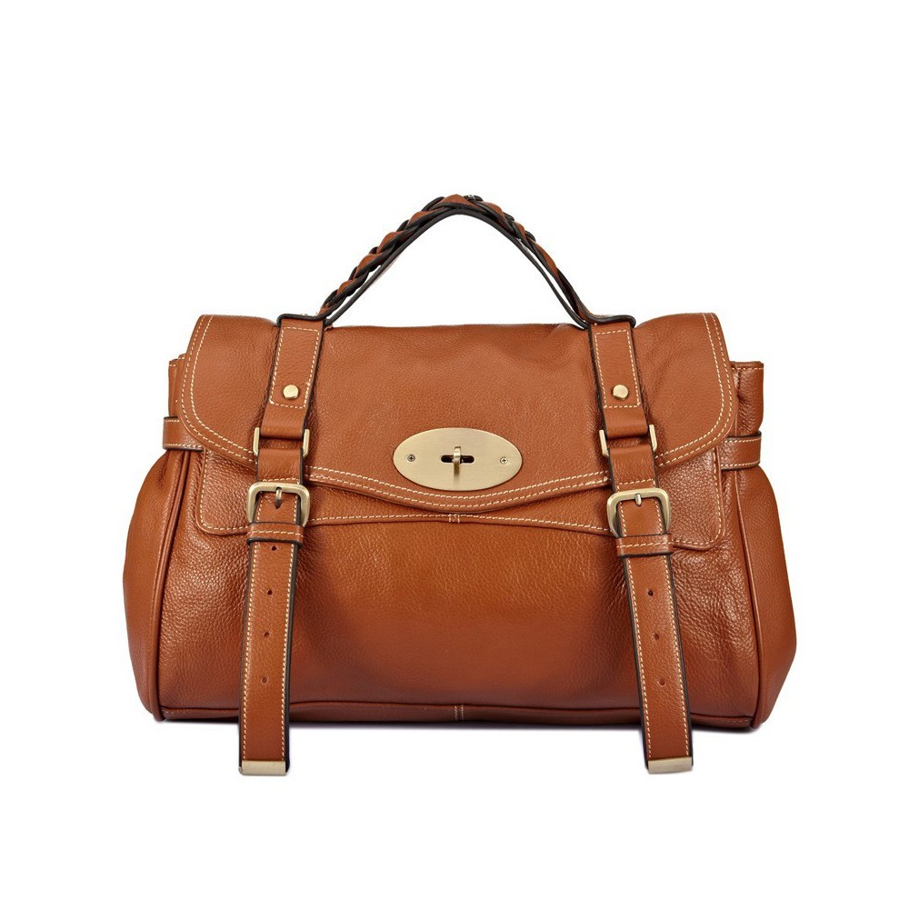 Susan Genuine Leather Satchel Bag Brown 75307
