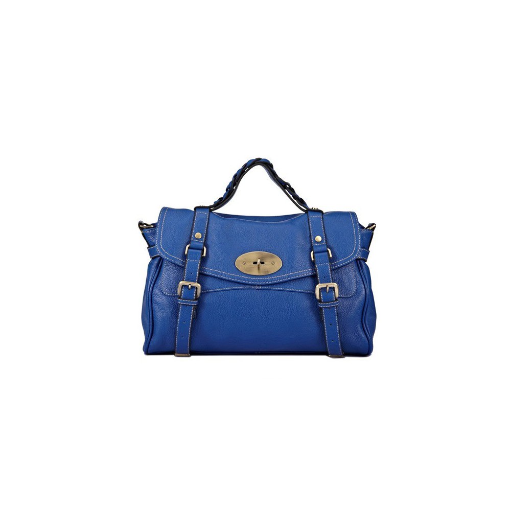 Susan Genuine Leather Satchel Bag Blue 75307