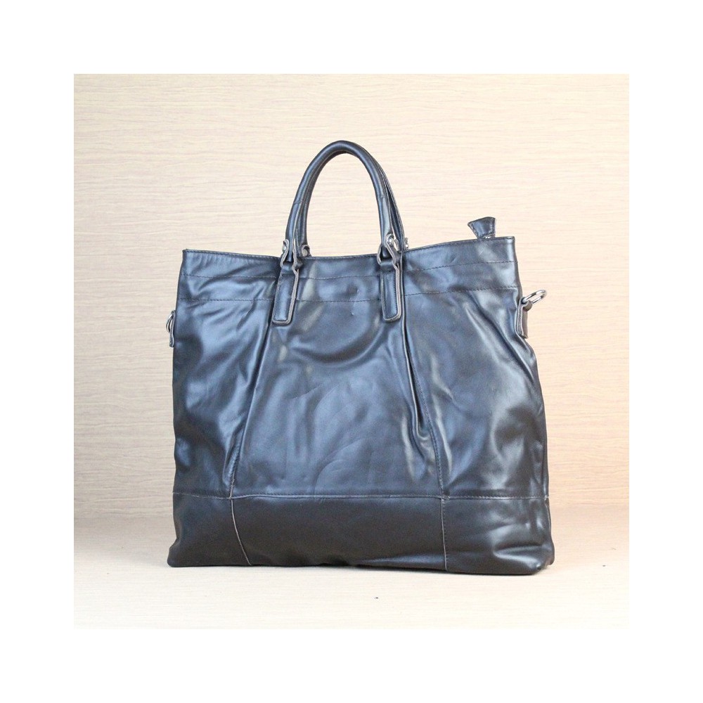 Dewey Genuine Leather Tote Bag Dark Blue 75362
