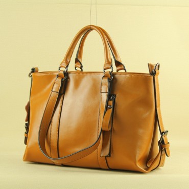 Carolina Genuine Leather Tote Bag Khaki 75363