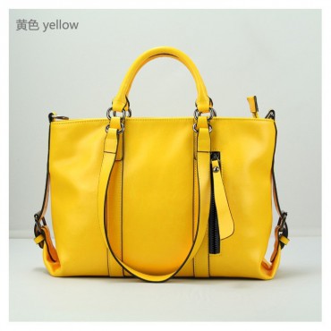 Carolina Genuine Leather Tote Bag Yellow 75363
