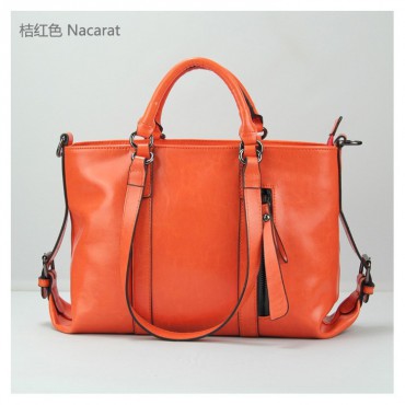 Carolina Genuine Leather Tote Bag Orange 75363