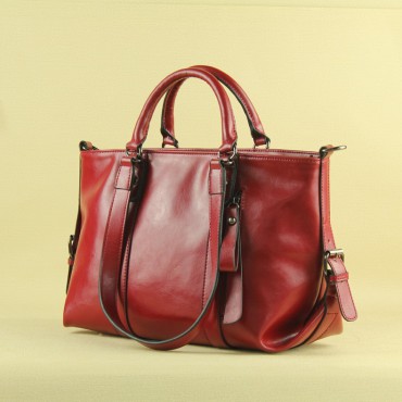 Carolina Genuine Leather Tote Bag Dark Red 75363