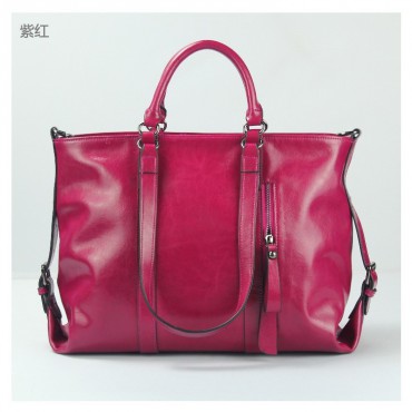 Carolina Genuine Leather Tote Bag Purple Red 75363