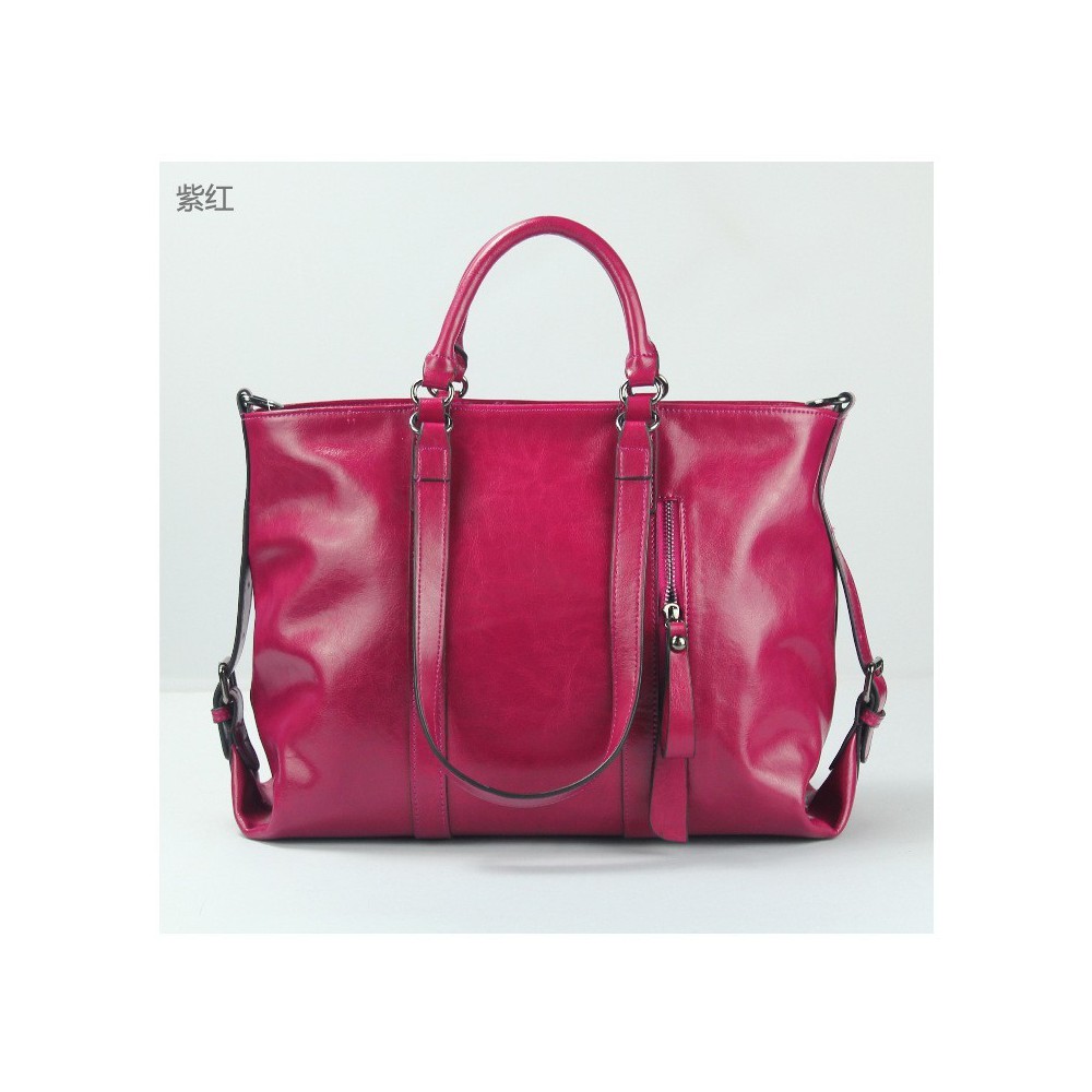 Carolina Genuine Leather Tote Bag Purple Red 75363