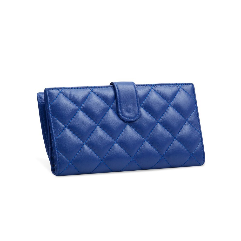 Acacie Genuine Lambskin Leather Wallet Blue 65102