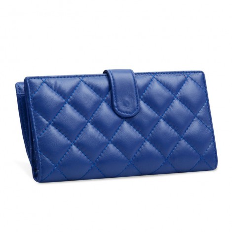 Acacie Genuine Lambskin Leather Wallet Blue 65102