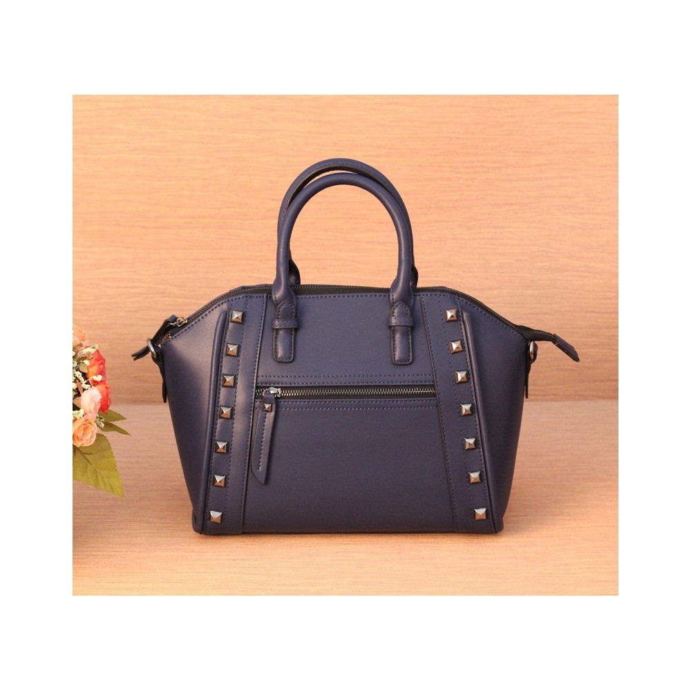 Genuine Leather Satchel Bag Blue 75395