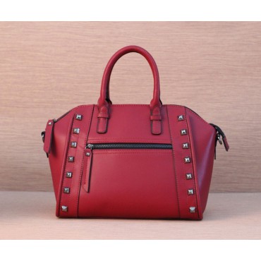 Genuine Leather Satchel Bag Red 75395
