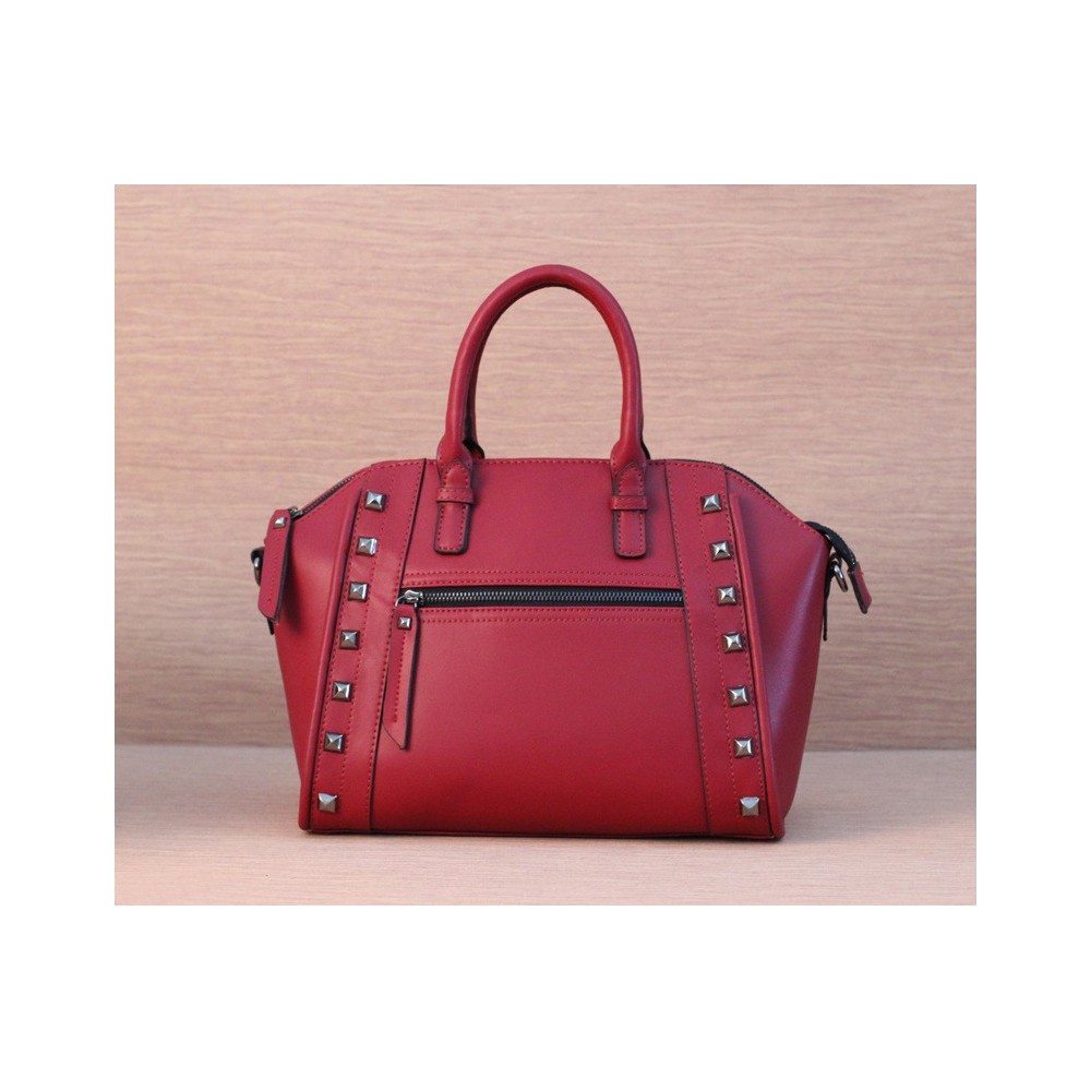 Genuine Leather Satchel Bag Red 75395